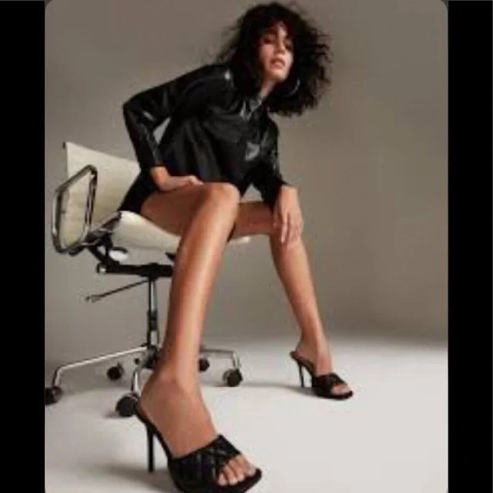 Steve Madden Black Quilted High Heel Mules